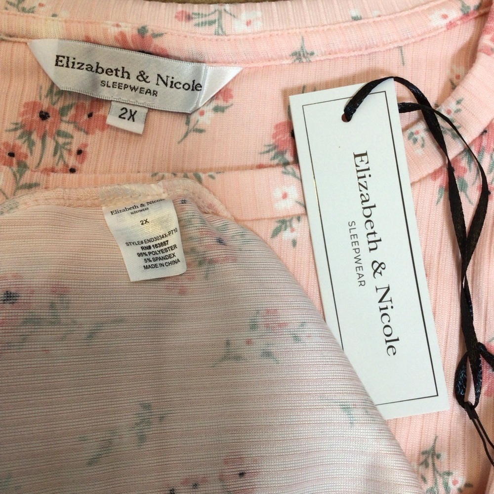 Elizabeth & Nicole Sleepwear Nightgown 1X 2X Ribbed Pink Floral “Blessed Mother” - Picture 7 of 7